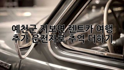 예천군 지보면 렌트카 여행, 추가 운전자로 추억 더하기! 🚗💨